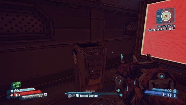 Use this machine to jump over the red barrier to find the first ECHO log in Boarding Party in Borderlands: The Pre-Sequel!