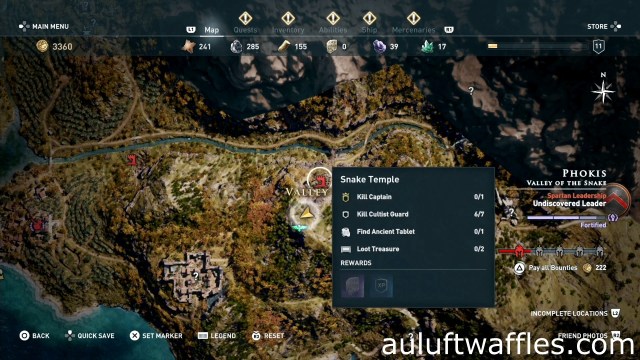 The location of Elpenor in Snake in the Grass in Phokis in Assassin's Creed Odyssey